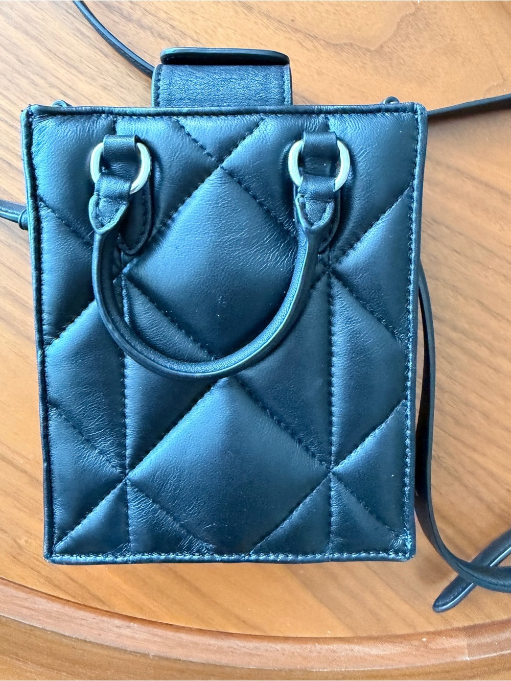 COACH Black Quilted Leather Mini Crossbody Tote - Picture 5 of 6